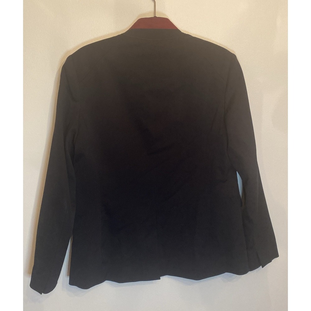 RAG & BONE WOOL SILK Black Maroon Red Inverted Upcollar Blazer Jacket Sz 10 - Picture 4 of 6